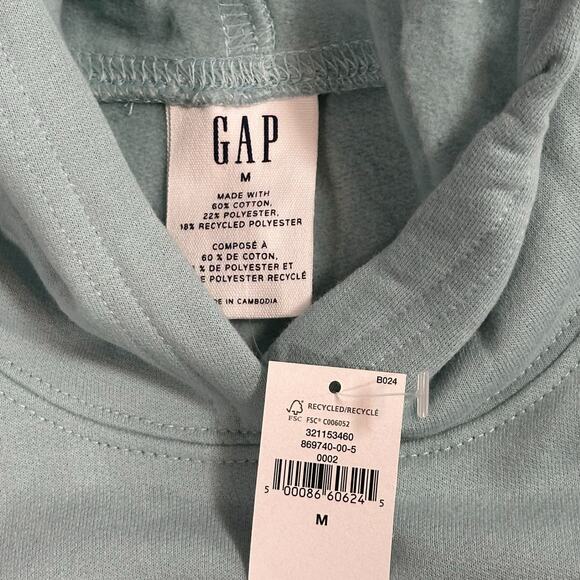 Gap Women's Classic Logo Hoodie Sweatshirt Blue Gingham Size M - Picture 5 of 5